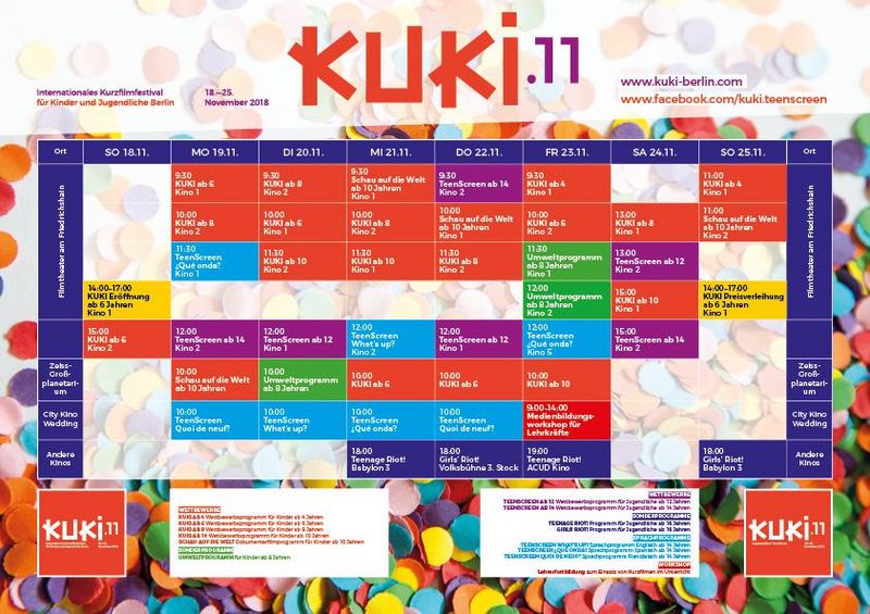 Übersicht Kalender 11. Internationale Kurzfilmfestival KUKI